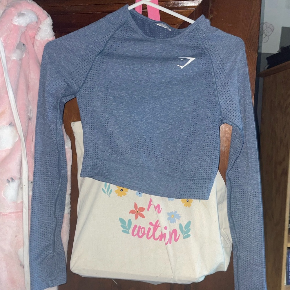Gymshark Blue Long Sleeve Crop Top